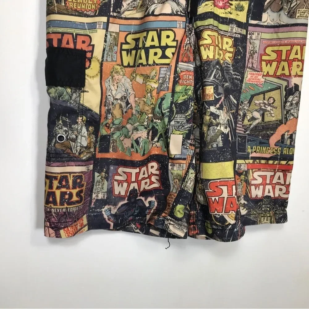 Mens Star Wars Long Board Shorts US Med Swim Trunks Vintage missing swim liner